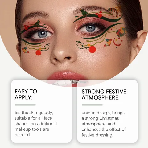 EELHOPE Weihnachts-Gesichtstattoo-Aufkleber Wasserdichte Temporäre Make-up-Abziehbilder Für Party-Make-up Feiertagsdekoration Unisex-Aufkleber
