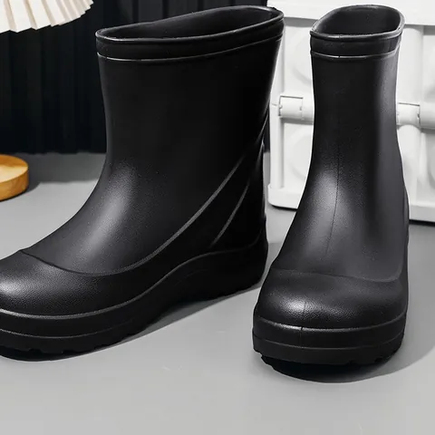 Chef Shoes Waterproof Food Boots Mid-Calf Rain Boots For Men Women EVA Lightweight Non-Slip Oil-Resistant Rubber Sole Safety Work Shoes