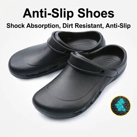 Professional Anti-Slip Chef Shoes Waterproof Oil-Resistant Medical Nursing Work Clogs For Men Women Kitchen Hospital Restaurant Protective Footwear With Heel Strap