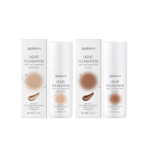 ZEPHOCO Skin Care Liquid Foundation Moisturizing Natural Lightweight Concealer Long Lasting Face Makeup Base Nourishing Beauty