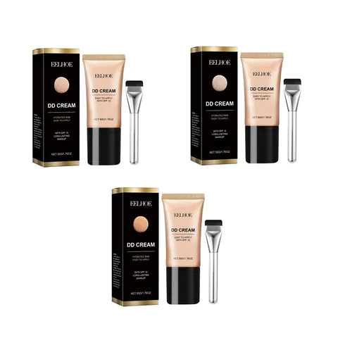 EELHOE DD Cream Concealer Set With Makeup Brush SPF 15 Matte Long Lasting Moisturizing Waterproof Foundation For Women Face Makeup