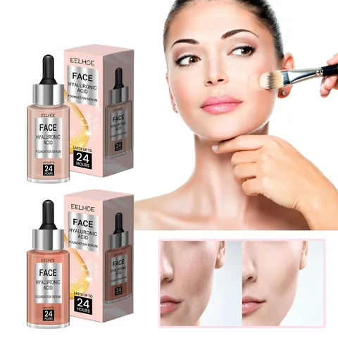 Hyaluronic Acid Face Foundation Serum Lightweight Matte Concealer Moisturizing Foundation Long Lasting Liquid Base Makeup