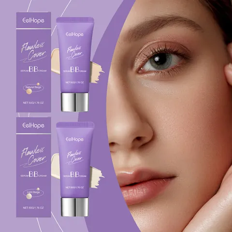 Eelhope Serum BB Cream Base de Maquillaje Cobertura Total Hidratante Larga Duración Control de Aceite Corrector Beige Natural Marfil
