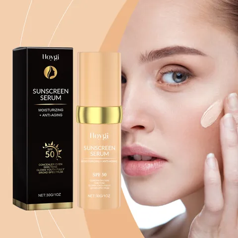 HOYGI Ενυδατικός Αντηλιακός Ορός SPF 50 Κρέμα Κάλυψης Μακράς Διαρκείας Υαλουρονικό Οξύ Προστασία Προσώπου Για Όλους Τους Τύπους Δέρματος 30g