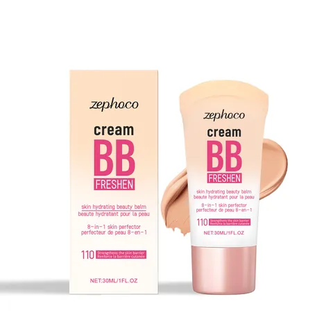 ZEPHOCO Natural Brightening Concealer BB Cream Moisturizing Light Face Base Foundation For Women Smooth Skin Beauty Balm