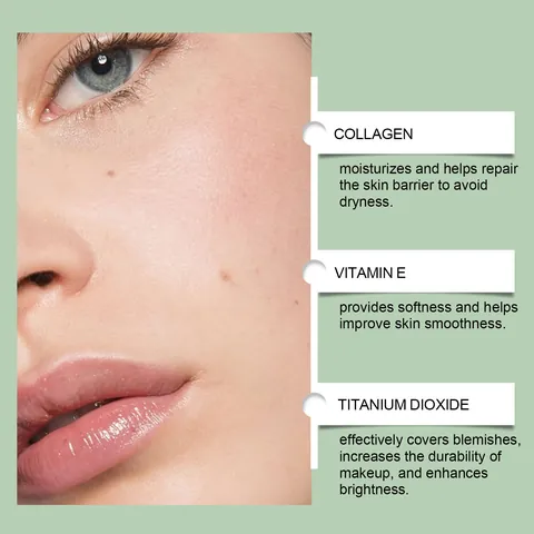 ZEPHOCO Snail Collagen CC Cream Foundation Set With Mushroom Head Sponge Moisturizing Concealing Brightening Face Makeup