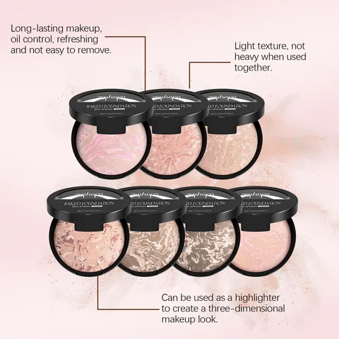 Zephoco Concealer Pressed Powder Baked Foundation Marble Pattern Setting Powder Matte Finish Long Lasting Face Makeup For Women