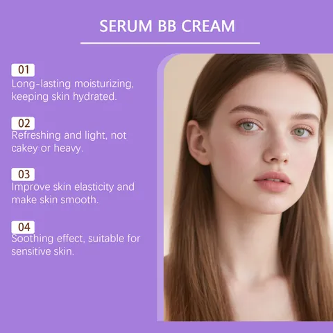 Serum BB Cream Hidratante Tono Natural Acabado Mate Ligero Corrector de Larga Duración Base de Maquillaje Facial para Piel Perfecta 35g