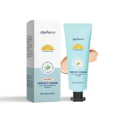 ZEPHOCO Base Maquillaje Hidratante Blanco Marfil Líquida Mate Ligera Protección Solar Crema Rostro Cuerpo Iluminadora