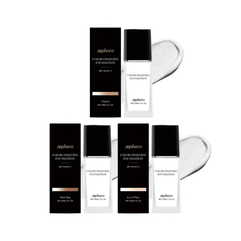 Zephoco Color Changing Foundation SPF 20 PA Hydrating Full Coverage Concealer Moisturizing Brightening Liquid Face Makeup