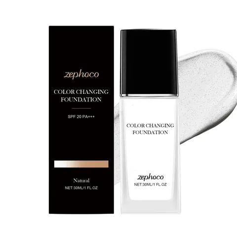 ZEPHOCO Color Changing Foundation Φυσική Απόχρωση Λάμψη Μεγάλη Διάρκεια Ενυδατικό Κάλυψη Αντηλιακό Fond de Teint για Γυναίκες