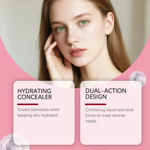 Zephoco Dual Ended Concealer Liquid And Stick Makeup Natural Finish Long Lasting Face Contour Highlighter Beauty Tool