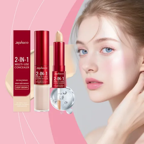 Zephoco 2 In 1 Dual Ended Concealer Stick And Liquid Hydrating Long Lasting Light Brown Face Makeup Cover Blemishes