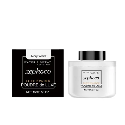 Zephoco Matte Setting Powder Waterproof Sweat Resistant Oil Control Long Lasting Luxe Loose Powder Ivory White Women Makeup
