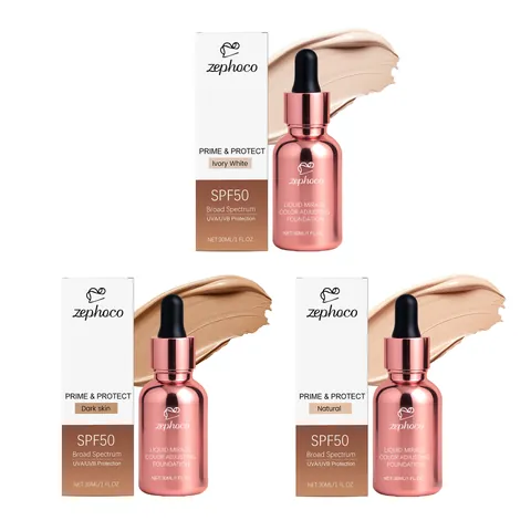 Υγρό Φον ντε τεν Προσαρμογής Χρώματος SPF 50 Αντηλιακή Προστασία Ενυδατικό Κονσίλερ Μακιγιάζ Μεγάλης Διάρκειας για Γυναίκες