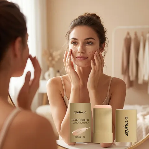 Zephoco Concealer Foundation Stick Natural Shade Hydrating Long Lasting Portable Face Base Makeup Cover Blemishes