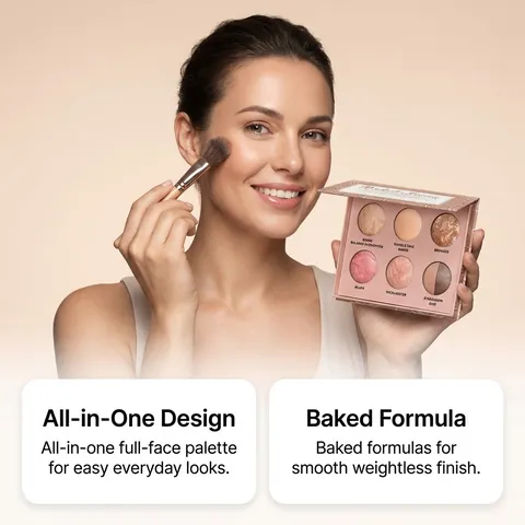 Παλέτα Προσώπου Όλα σε Ένα Ψημένο Bronzer Ρουζ Highlighter Σκιά Ματιών Πολυλειτουργική Παλέτα Περιγράμματος Σετ Μακιγιάζ Μακράς Διαρκείας