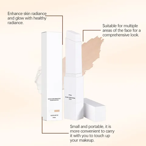 Blanc Cover Cream Foundation Stick Natural Finish Concealer Stick Long Lasting Hydrating Brightening Face Makeup Stick