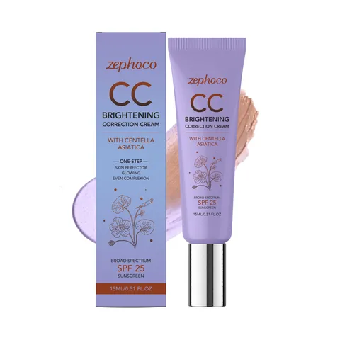 Zephoco Color Changing CC Cream Μωβ Λευκαντική Κρέμα Διόρθωσης Με Centella Asiatica SPF 25 Αντηλιακό Μακιγιάζ Προσώπου