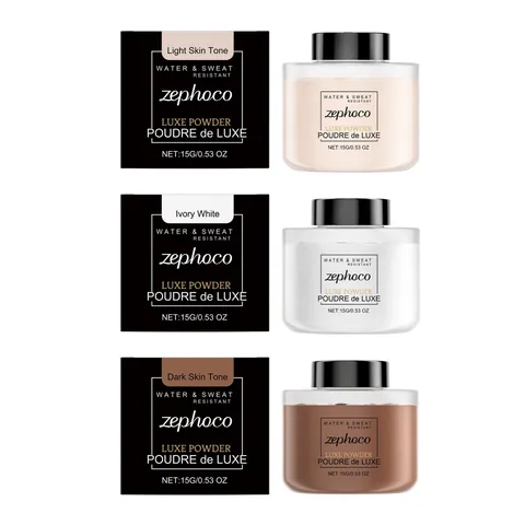 Zephoco Matte Setting Powder Luxe Face Powder 15g Waterproof Sweat Resistant Oil Control Fine Milled Finishing Powder For Women