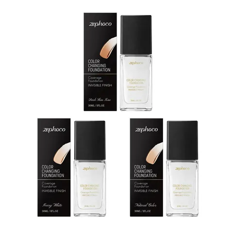 Zephoco Color Changing Foundation Natural Hydrating Concealer Invisible Finish Color Correcting Liquid Foundation For Women Professional Face Makeup
