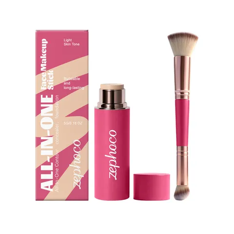 Multi-functional Makeup Stick for Face All-In-One Contour Concealer Foundation Stick With Brush Portable Long Lasting Natural Matte Finish Face Makeup