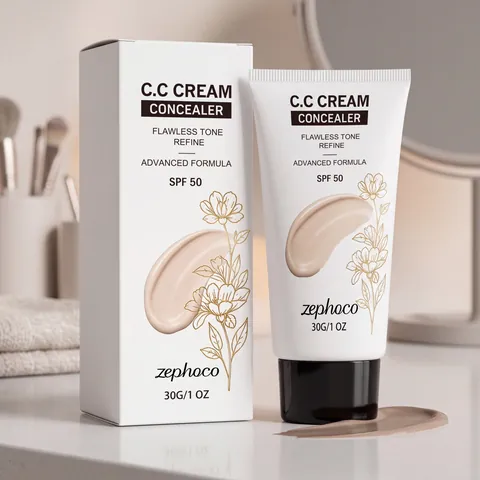 Zephoco Multi-Functional Natural Tone CC Cream Concealer SPF 50 Moisturizing Brightening Flawless Tone Refine Advanced Formula