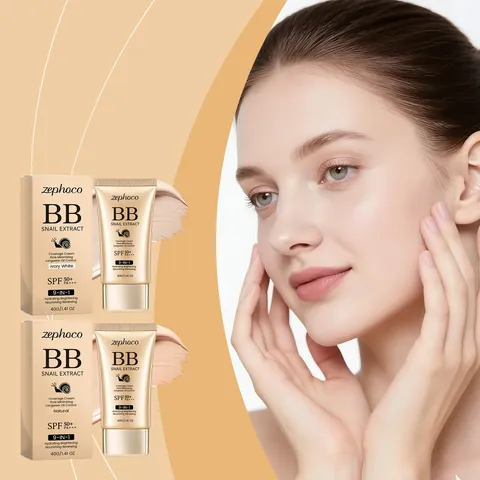 Zephoco BB Cream con Extracto de Caracol Multiefecto SPF 50 PA+++ Base de Maquillaje Hidratante Corrector Facial de Larga Duración