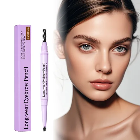 2-In-1 Dual-End Eyebrow Pencil Dark Brown Waterproof Long-lasting Four-Fork Microblading Eyebrow Pen With Brush Eye Makeup