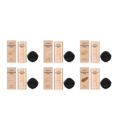 Zephoco Clear Concealer Foundation Stick Long Lasting Silky Matte Mineral Oil Beeswax Face Makeup With Makeup Puff For Women
