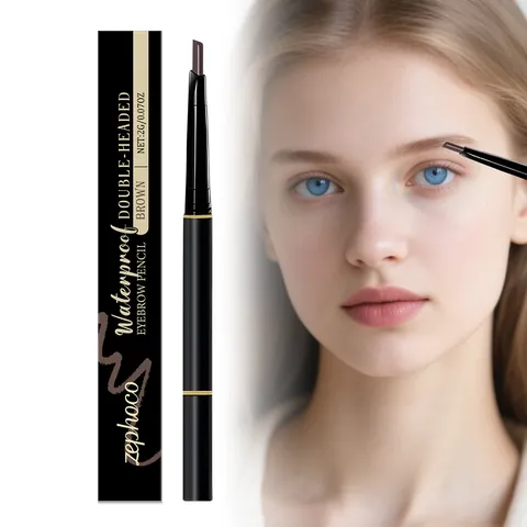 Zephoco Double-Headed Waterproof Eyebrow Pencil Brown Natural Stereoscopic Long-Lasting Smudge-Proof Eye Makeup Tool Women