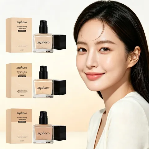 Zephoco Lightweight Liquid Foundation Long Lasting Full Coverage Concealer Oil Control Breathable Natural Matte Face Makeup
