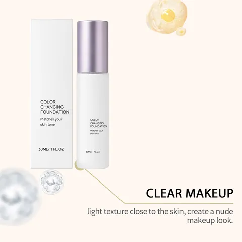 Flawless Color Changing Liquid Foundation Natural Face Makeup Moisturizing Concealer Lightweight Skin Tone Matching Base
