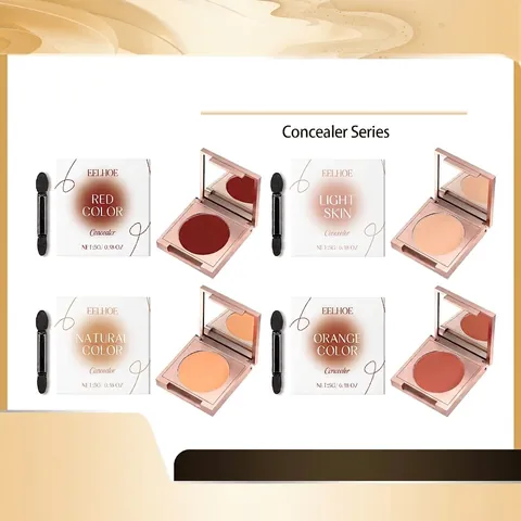 Women Face Eye Concealer Cream Lightweight Long Lasting Natural Coverage Hydrating Brightening Cosmetic With Mirror And Brush