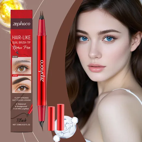 Zephoco Double Ended Eyebrow Pen Waterproof Smudge Proof Natural Wild Eyebrow Makeup Pencil Long Lasting Eye Cosmetic