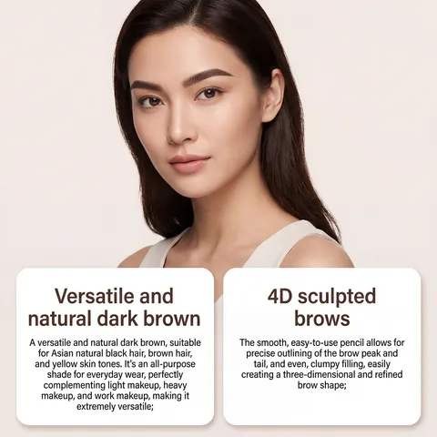 Lumavire 4D Waterproof Eyebrow Pencil Dark Brown Smudge-Proof Natural Long Lasting Microblading Tattoo Brow Pen With Brush