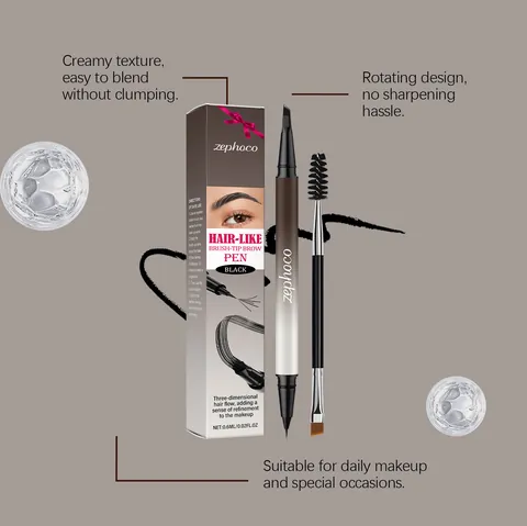 Dual Ended Natural Wild Eyebrow Pencil With Brow Brush Waterproof Long Lasting Eyebrow Filling Pen For Women Makeup