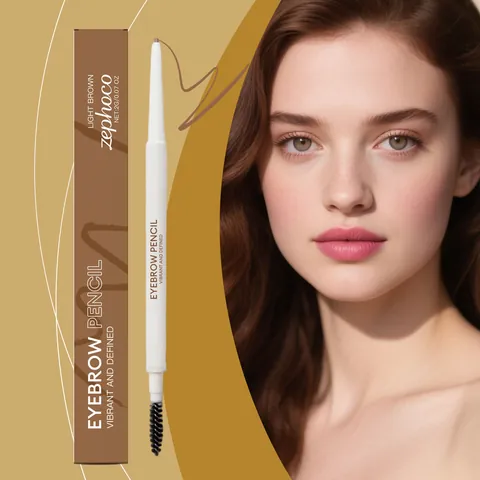 Double-Headed Eyebrow Pencil With Spoolie Brush Waterproof Long-Lasting Natural Sculpting Light Brown Eyebrow Makeup Tool For Women