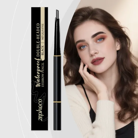 Zephoco Double-Headed Eyebrow Pencil Waterproof Long Lasting Black Eye Brow Pen With Brush For Women Daily Makeup Beauty Tool