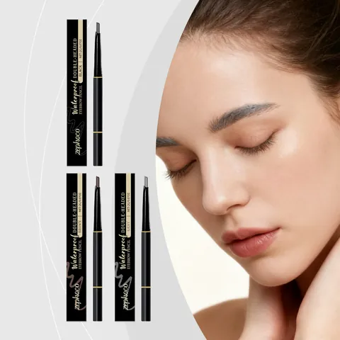 Zephoco Double-Headed Waterproof Eyebrow Pencil Natural Highly Pigmented Eyebrow Pen With Spiral Brush Long Lasting Eye Makeup