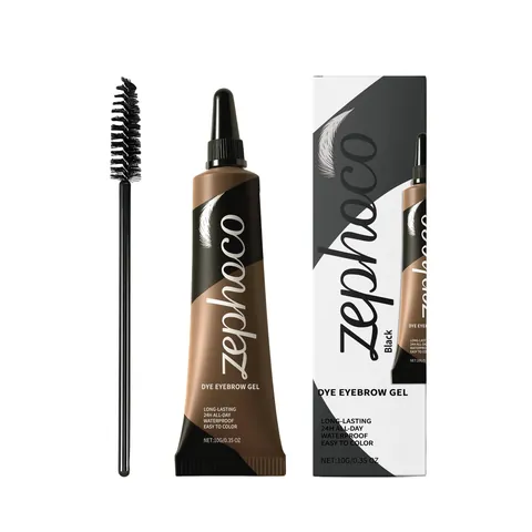 Zephoco Waterproof Eyebrow Gel Smudge Proof Black Brow Pomade With Spiral Brush For Defined Natural Brows Long Lasting Eye Makeup