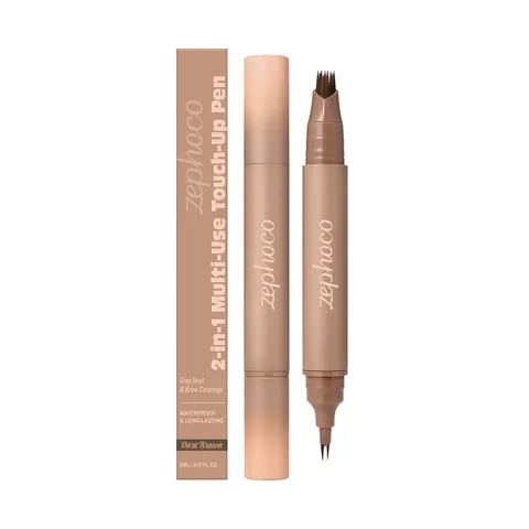 Zephoco Dual Ended Waterproof Hairline And Eyebrow Pen Long Lasting Dark Brown Eyebrow Pencil For Natural Filling Makeup Tool