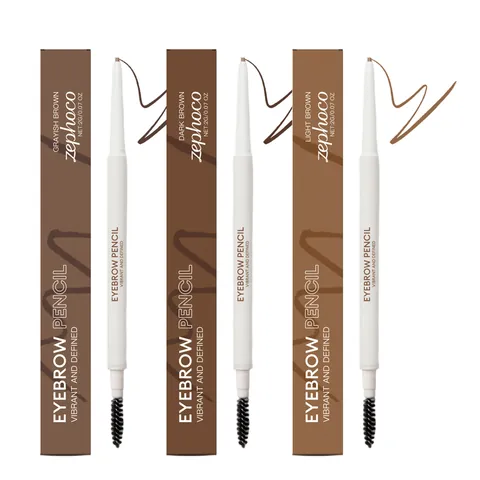 Zephoco Dual-Ended Vibrant Eyebrow Pencil Series Smooth Texture With Spoolie Brush Smudge-Proof Eye Makeup For Women