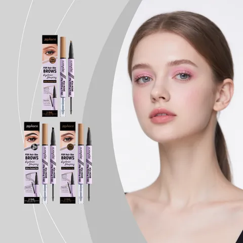 Zephoco 2 In 1 Waterproof Eyebrow Pen Dual Ended Precise Microblade Brow Pencil With Clear Setting Brow Gel Smooth Texture