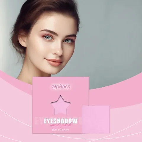 Zephoco Matte Pink Single Eyeshadow Palette Long Lasting High Pigment Natural Waterproof Smudge Proof Smooth Eye Makeup For Women