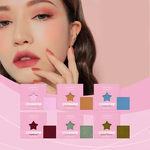 Zephoco Palette d'Ombre à Paupières Mono Mate Scintillante Perlée Longue Tenue Haute Pigmentation Maquillage Portable Femme Cosmétique