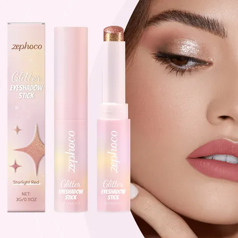 ZEPHOCO Starlight Red Glitter Eyeshadow Stick Long-Lasting Waterproof Shimmer Eyeshadow Stick Makeup For Party Women