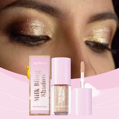 ZEPHOCO Flüssiger Glitzer Lidschatten Champagner Gold Schimmer Perle Flüssig Lidschatten Wasserfest Langanhaltendes Augen Make-up