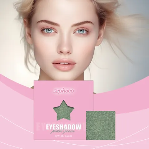 ZEPHOCO Perlen Grün Schimmer Einzel Lidschatten Palette Langanhaltend Hochpigmentiert Mineral Augen Make-up Für Damen Party