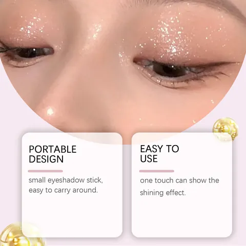 ZEPHOCO Glitter Eyeshadow Stick Long Lasting Waterproof Shimmer Cream Eye Shadow Pen With Crystal Sparkling For Women Makeup